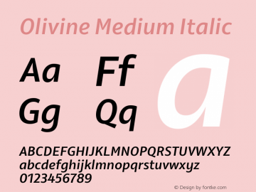 Olivine Medium Italic Version 1.000图片样张