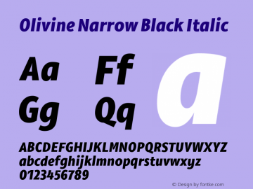 Olivine Narrow Black Italic Version 1.000图片样张