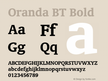 Oranda BT Bold Version 1.01 emb4-OT图片样张
