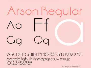 Arson Regular Unknown Font Sample