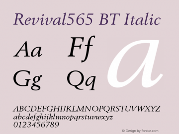 Revival565 BT Italic Version 1.01 emb4-OT图片样张