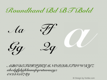 Roundhand Bd BT Bold Version 1.01 emb4-OT图片样张