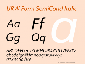 URW Form SemiCond Italic Version 1.000;PS 1.00;hotconv 1.0.57;makeotf.lib2.0.21895图片样张