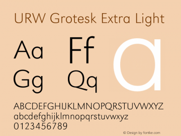 URWGrotesk-ExtLig Version 1.000;PS 1.00;hotconv 1.0.57;makeotf.lib2.0.21895图片样张