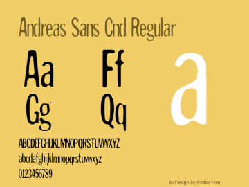 Andreas Sans Cnd Regular 1 Font Sample