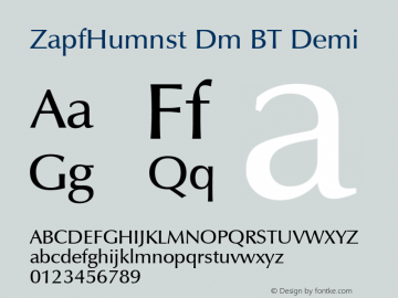 ZapfHumnst Dm BT Demi Version 1.01 emb4-OT图片样张