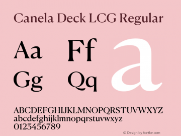 Canela Deck LCG Regular Version 1.001;hotconv 1.0.117;makeotfexe 2.5.65602图片样张