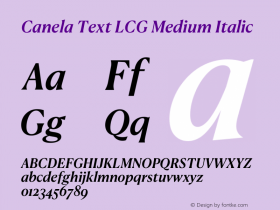 Canela Text LCG Medium Italic Version 1.001;hotconv 1.0.117;makeotfexe 2.5.65602图片样张