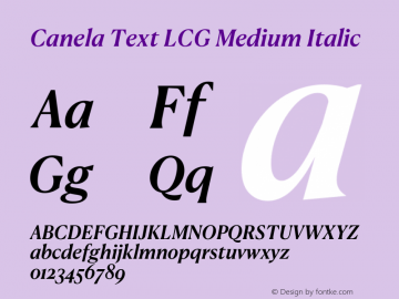 Canela Text LCG Medium Italic Version 1.001;hotconv 1.0.117;makeotfexe 2.5.65602图片样张
