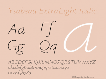 Ysabeau ExtraLight Italic Version 1.002;FEAKit 1.0图片样张