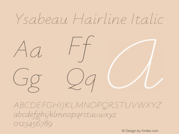 Ysabeau Hairline Italic Version 1.002;FEAKit 1.0图片样张