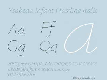 Ysabeau Infant Hairline Italic Version 1.002;FEAKit 1.0图片样张