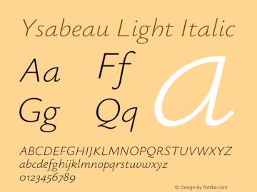 Ysabeau Light Italic Version 1.002;FEAKit 1.0图片样张