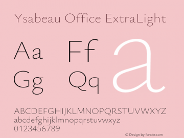 Ysabeau Office ExtraLight Version 1.002;FEAKit 1.0图片样张