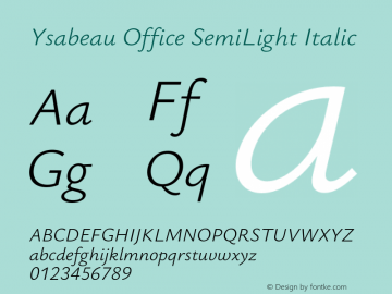 Ysabeau Office SemiLight Italic Version 1.002;FEAKit 1.0图片样张