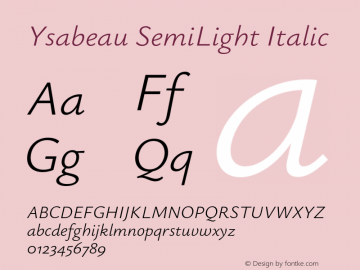 Ysabeau SemiLight Italic Version 1.002;FEAKit 1.0图片样张