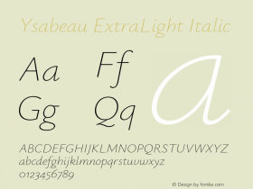 Ysabeau ExtraLight Italic Version 1.002图片样张