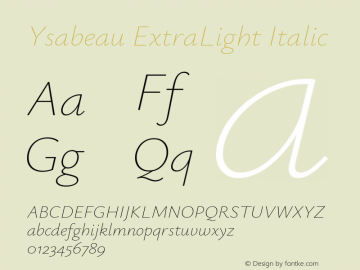 Ysabeau ExtraLight Italic Version 1.002图片样张