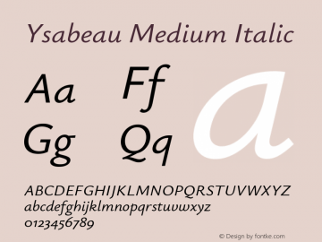 Ysabeau Medium Italic Version 1.002图片样张