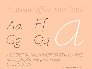 Ysabeau Office Thin Italic Version 1.002图片样张
