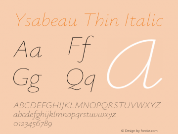 Ysabeau Thin Italic Version 1.002图片样张