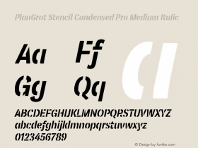 PlanGrot Stencil Condensed Pro Medium Italic Version 2.000图片样张