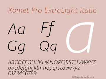 Komet Pro ExtraLight Italic Version 1.3图片样张