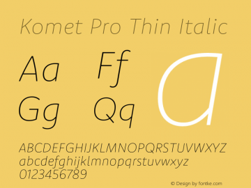 Komet Pro Thin Italic Version 1.3图片样张