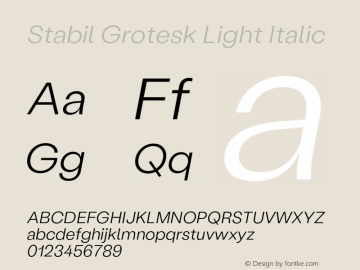 Stabil Grotesk Light Italic Version 1.300;hotconv 1.0.109;makeotfexe 2.5.65596图片样张