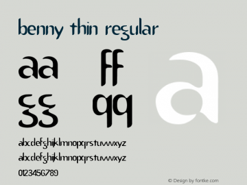 Benny Thin Regular 1 Font Sample