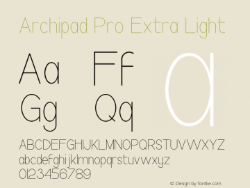 ArchipadPro-ExtraLight Version 1.000图片样张