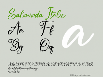 Salminda Italic Version 1.00;April 18, 2022;FontCreator 13.0.0.2683 64-bit图片样张