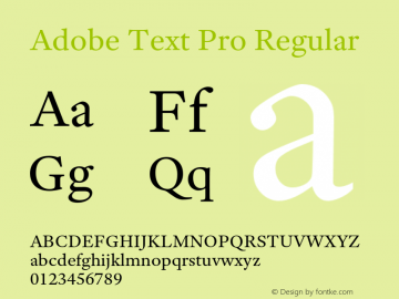 AdobeTextPro-Regular Version 1.125;PS 1.000;hotconv 16.6.51;makeotf.lib2.5.65220图片样张