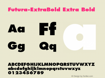 Futura-ExtraBold Extra Bold Version 1.00 Font Sample