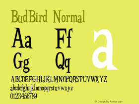 BudBird Normal Macromedia Fontographer 4.1 11/1/97 Font Sample