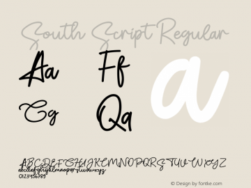 South Script Version 1.00;February 26, 2021;FontCreator 11.5.0.2430 64-bit图片样张