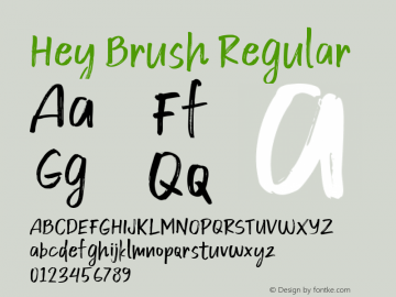 Hey Brush Version 1.00;May 10, 2021;FontCreator 12.0.0.2567 64-bit图片样张