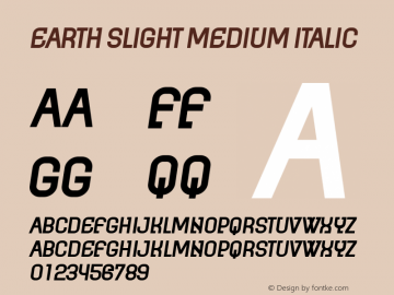 Earth Slight Medium Italic Version 1.000图片样张