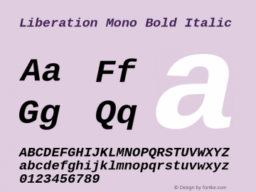 Liberation Mono Bold Italic Version 1.07.4图片样张