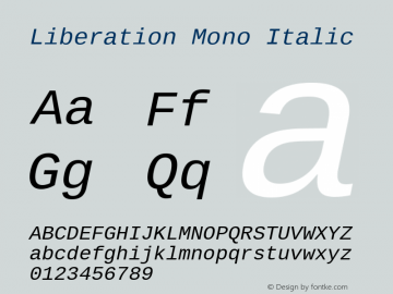 Liberation Mono Italic Version 1.07.4图片样张