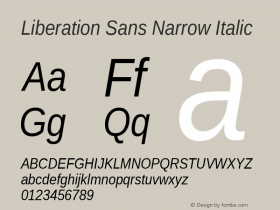 Liberation Sans Narrow Italic Version 1.07.4图片样张