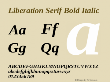 Liberation Serif Bold Italic Version 1.07.4图片样张