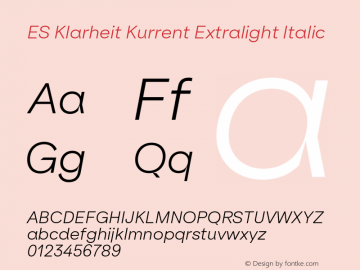 ES Klarheit Kurrent Extralight Italic Version 1.009图片样张