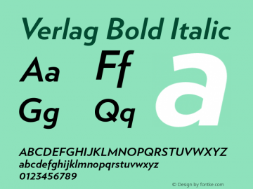Verlag Bold Italic Version 1.214图片样张