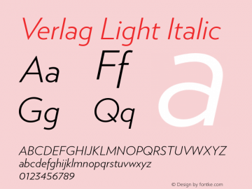 Verlag Light Italic Version 1.214图片样张