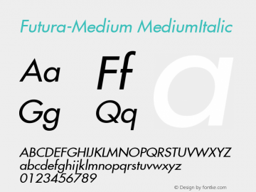 Futura-Medium MediumItalic Version 1.00图片样张