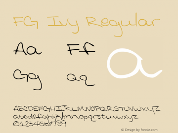 FG Ivy Regular 2000; 1.0, initial release Font Sample