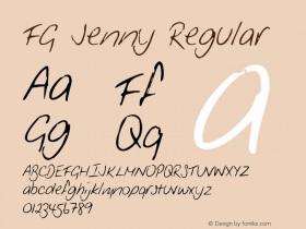 FG Jenny Regular Version 1.000;PS 001.000;hotconv 1.0.38图片样张