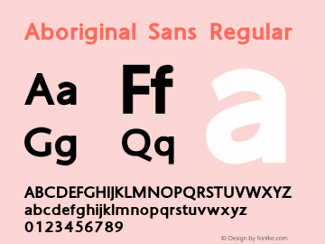 Aboriginal Sans Regular Version 9.432 Font Sample