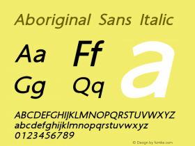Aboriginal Sans Italic Version 9.445图片样张